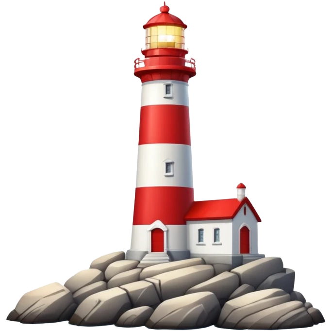 lighthouse emoji on a rocky shore, apple style emoji