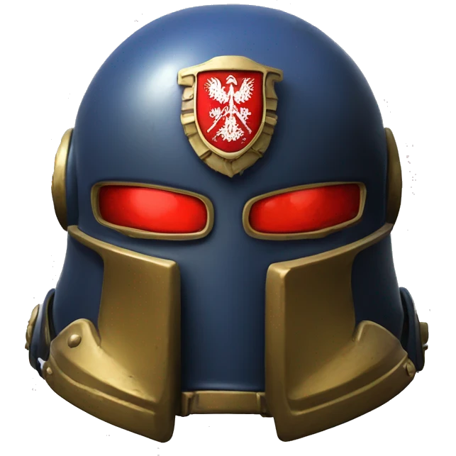 Space Marine helmet with red lenses, featuring the Russian coat of arms. emoji