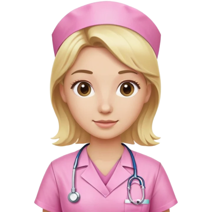 blonde nurse wearing pink scrubs emoji