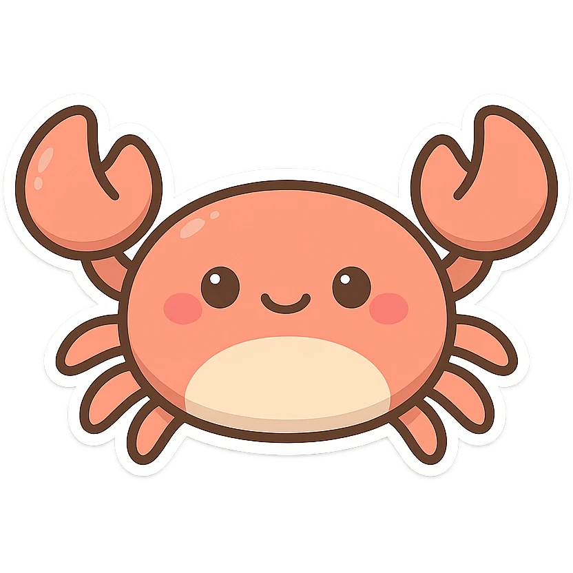 一只可爱的小螃蟹，肚皮是浅色的 emoji