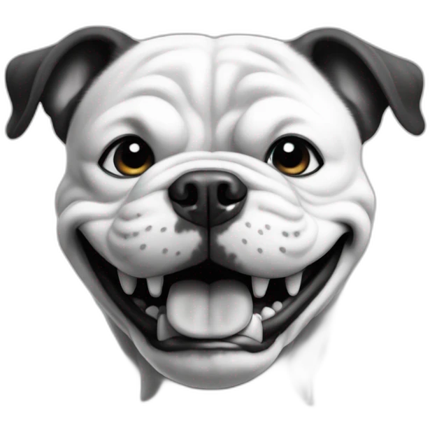 bulldog happy black and white emoji