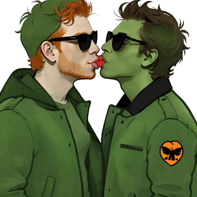 Ed Sheeran and Harry styles kissing emoji