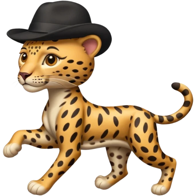 running leopard in a black hat emoji