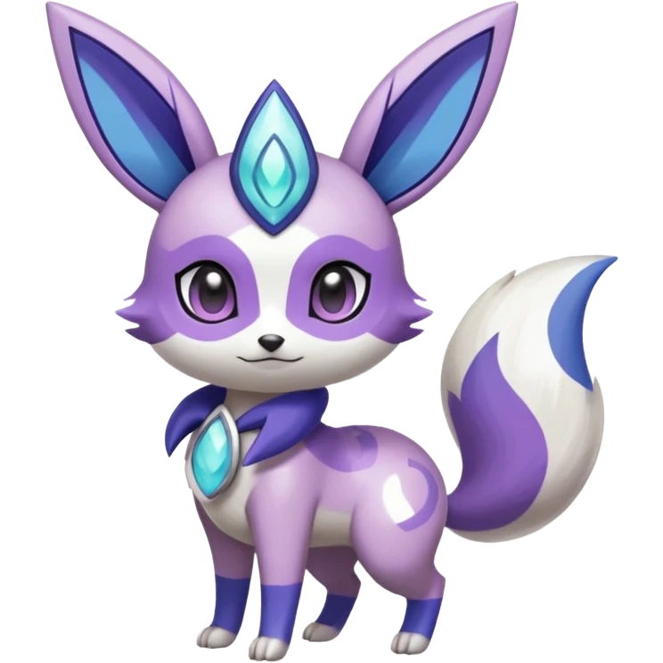 Shiny White with Violet and Indigo markings Meloetta-Eevee-Minccino-Zangoose-Pokémon-Digimon-Fakémon-fusion-hybrid-creature emoji