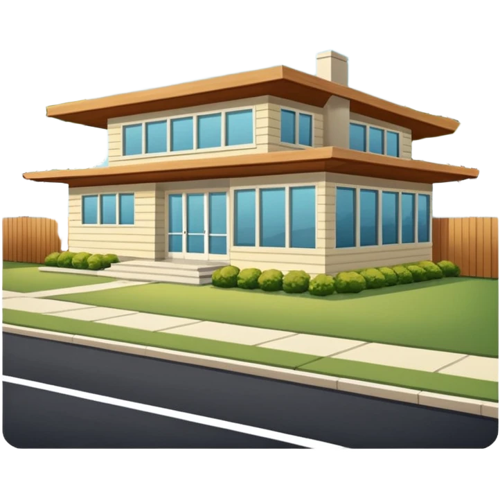 midcentury modern house with 1000 sqft and all windows and a sliding windows on corner. With overhanging shade and slats. emoji