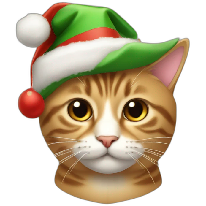 Gato con un gorro de navidad emoji