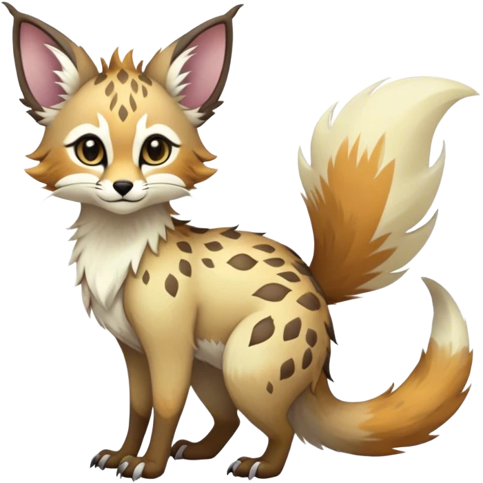 Feral Rare Fantasy vibrant light pastel Vernid-Trico-species by LiLaiRa, random markings, tufted tail, tufted ears, full body emoji