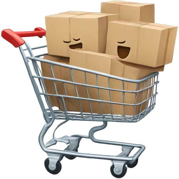 Online cart logo stuffed with boxes emoji