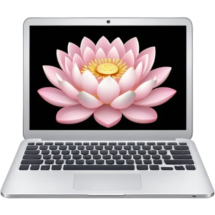 a laptop on a blooming lotus flower emoji