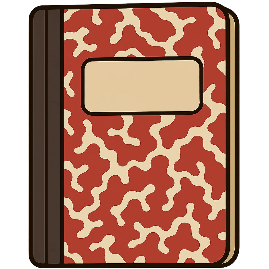 Red and white marbled cover notebook journal cover, blank emoji