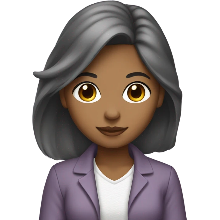 Medium hair Brown girl, computer science intern with a laptop and cute clothes emoji