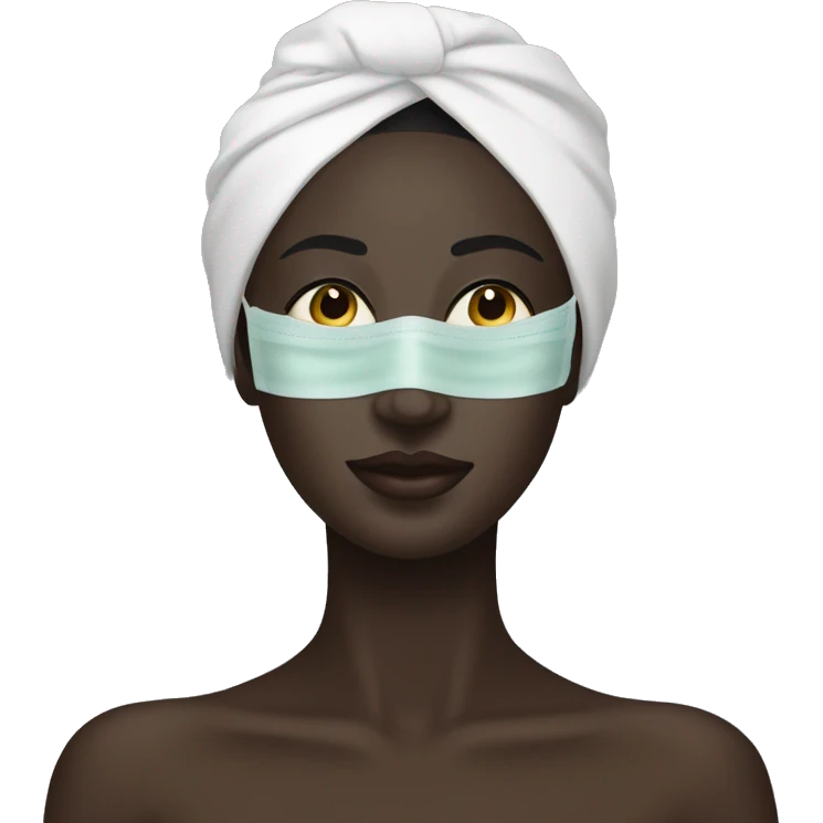 Dark skin lady with face mask spa beauty full face relaxing emoji