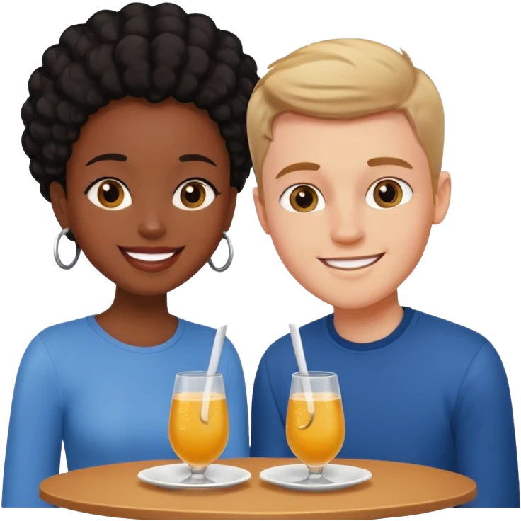 black girl white boy on a date  emoji