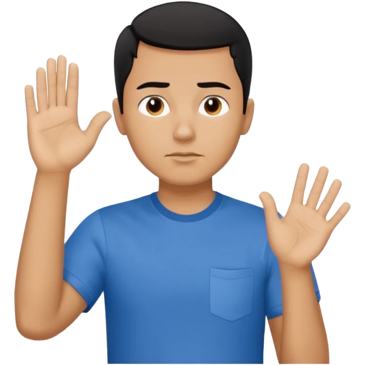the man is deep in thought, raised one hand, showing something emoji
