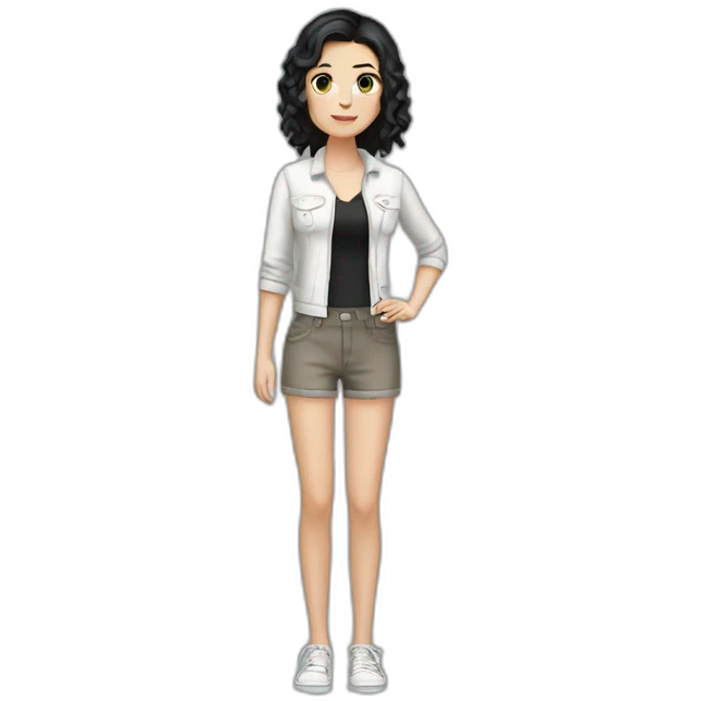 white girl with black hair, full body emoji