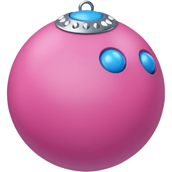 Blue ball for the gag on a ball gag with a white attachment collar with  pink  studs emoji