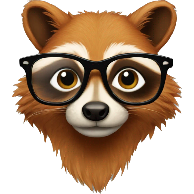 ginger raccoon with glasses emoji