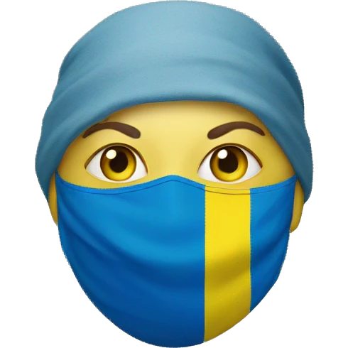 ukrainian flag with covid mask emoji