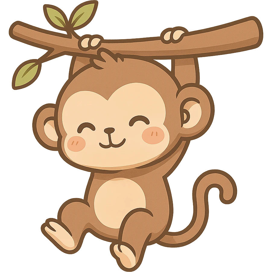 一只挂在树枝上的小猴子 emoji