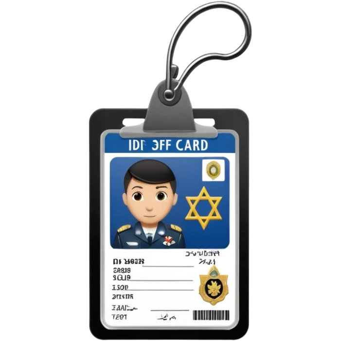 Floating black Scissors cutting in half an idf soldier ID card with a little chip in 2 parts emoji