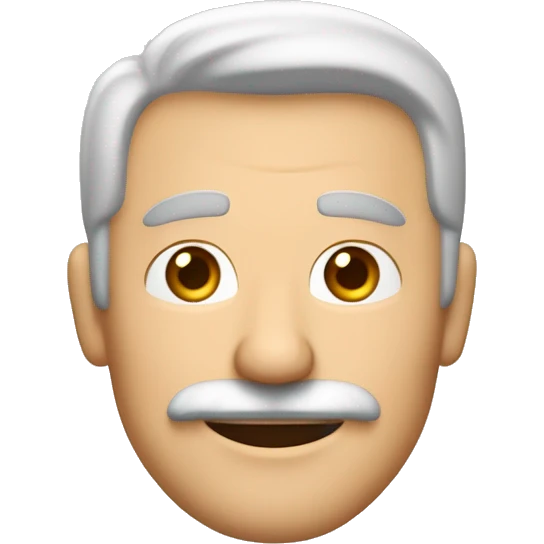 hombre de 55 años con un poco de canas de piel blanca con un poco de arrugas, sonrisa agradable sin gafas ni bigote emoji