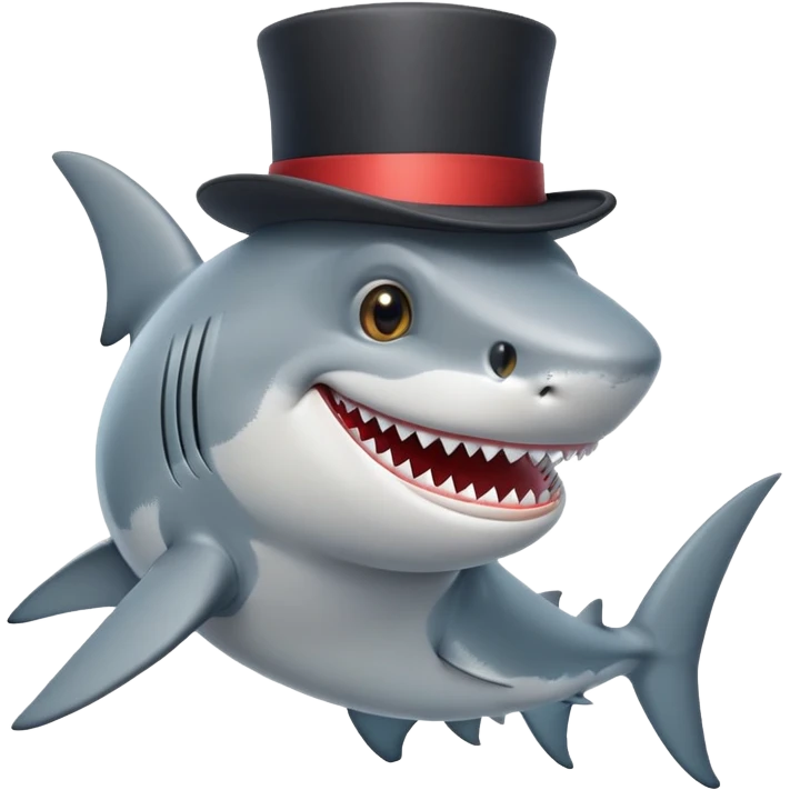Shark with a top hat emoji