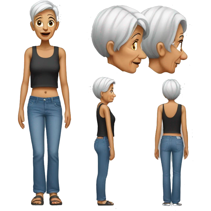 Old women wearing baggy jeans and crop top  emoji