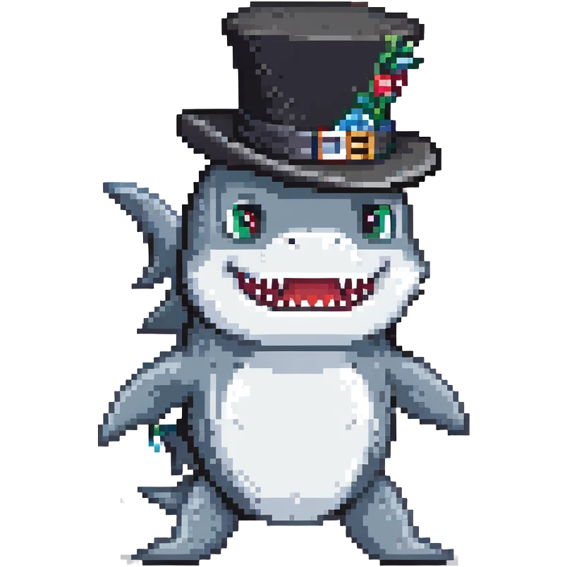 shark wearing a fancy black top hat emoji