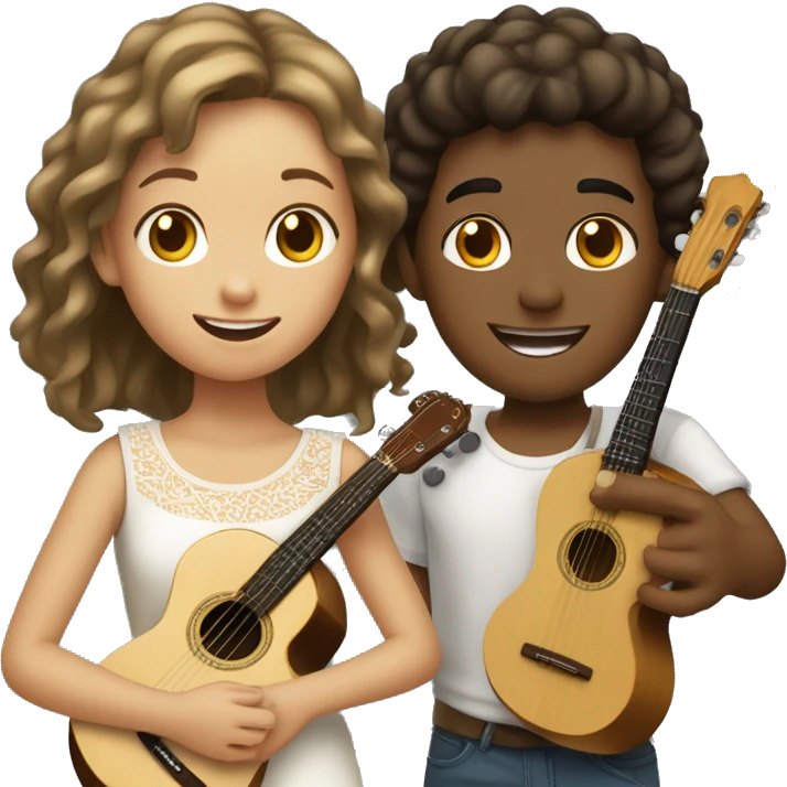 menina branca e jovem tocando cavaquinho emoji