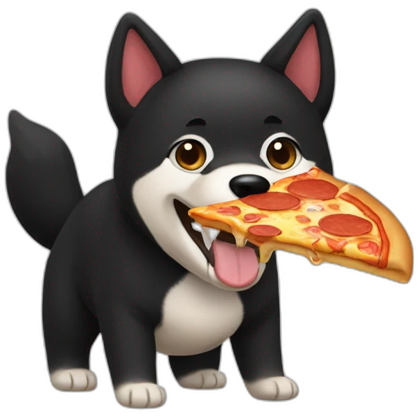 black shiba inu eating pizza emoji