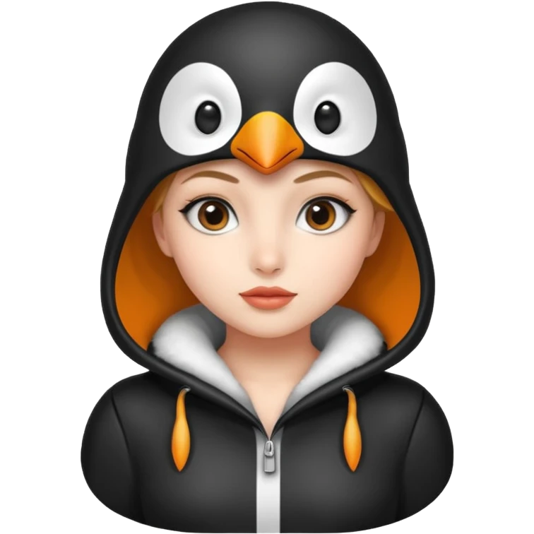 A girl with penguin outfit  emoji