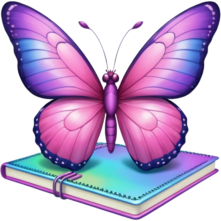 pink butterfly on notebook emoji