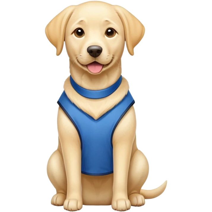 yellow lab dog wearing a blue vest emoji
