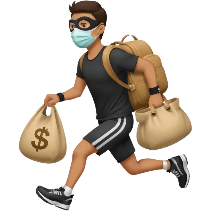 Thief running away with money bag  emoji
