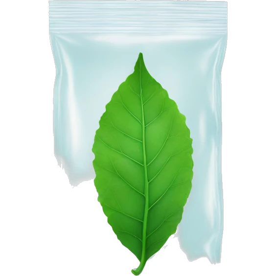 Green leaf in ziplock bag emoji