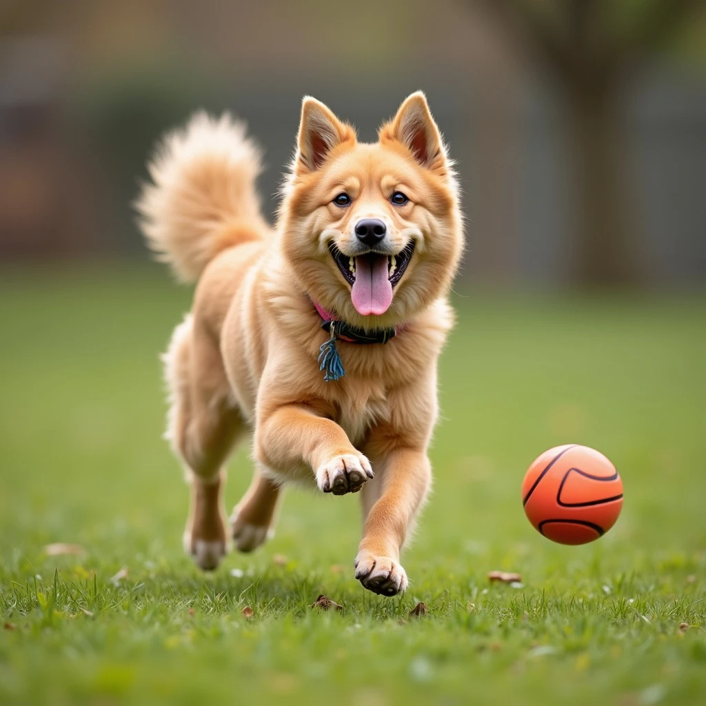 happy dog running after ball emoji