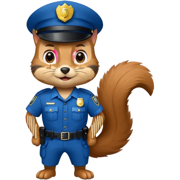 squirrel police officer emoji, blue uniform, standing emoji