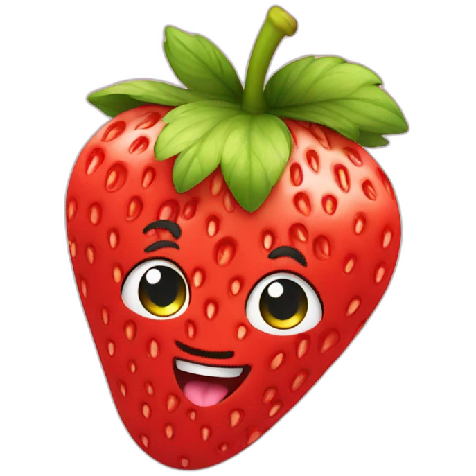 Strawberry with cute face emoji