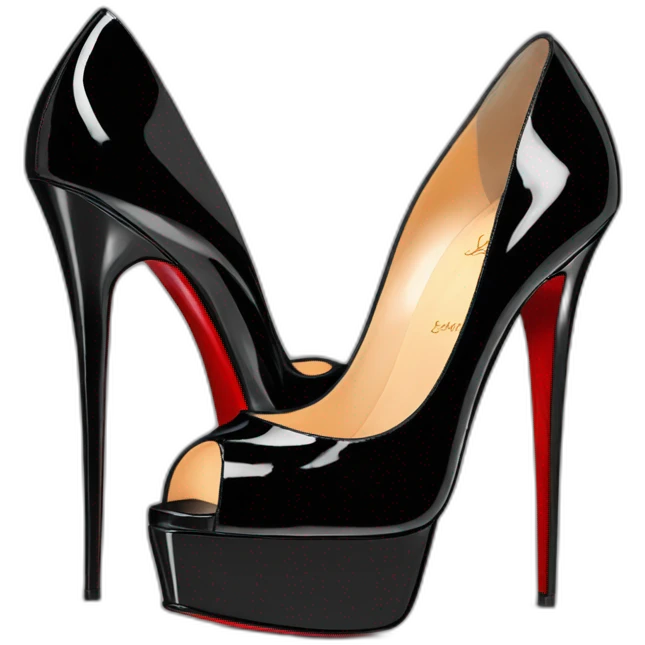 Louboutin Black patent Leather Lady Peep Toe Platform emoji