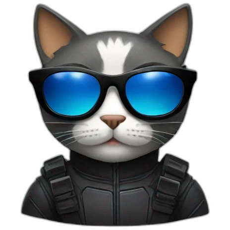 Cat with sunglasses in batman suit emoji