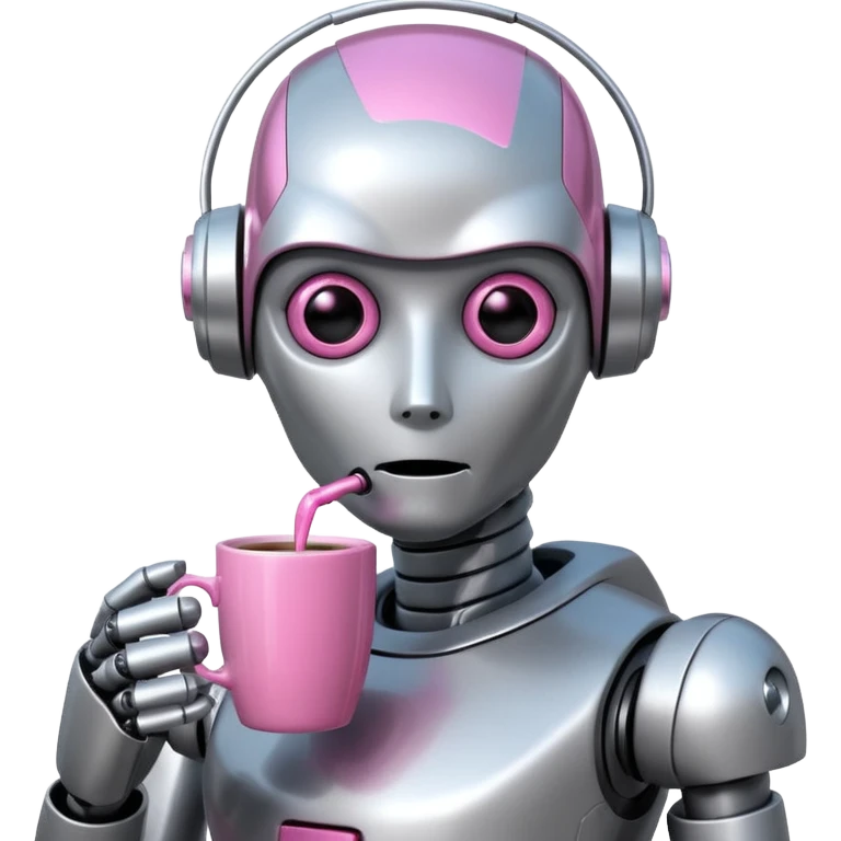 robot drink pink coffee emoji