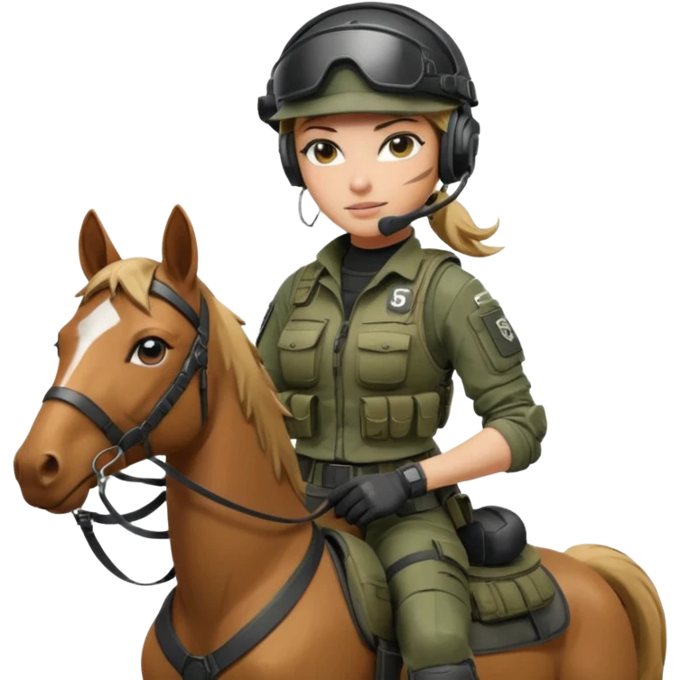 Ela from rainbow six siege on a horse emoji