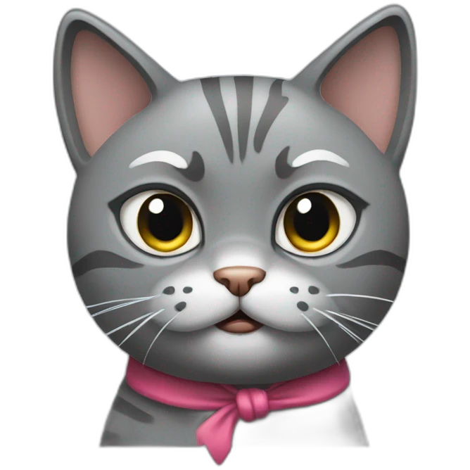 angry gray cat with a bow on its head angry gray cat with a bow on its head  emoji