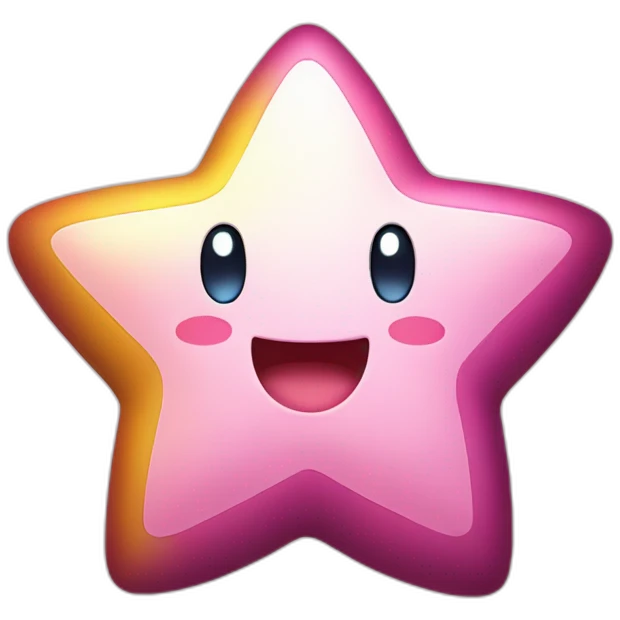 cute happy Kirby holding a star emoji