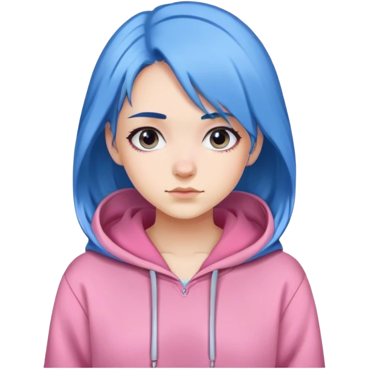 girl blue hair pink hoodie  emoji