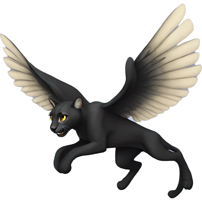 winged black puma flying emoji