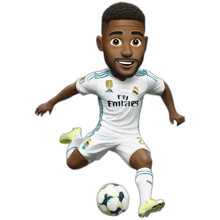 real madrid player jumping big head emoji
