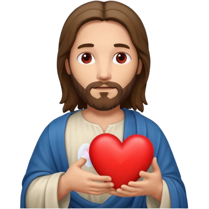 jesus holding a heart emoji