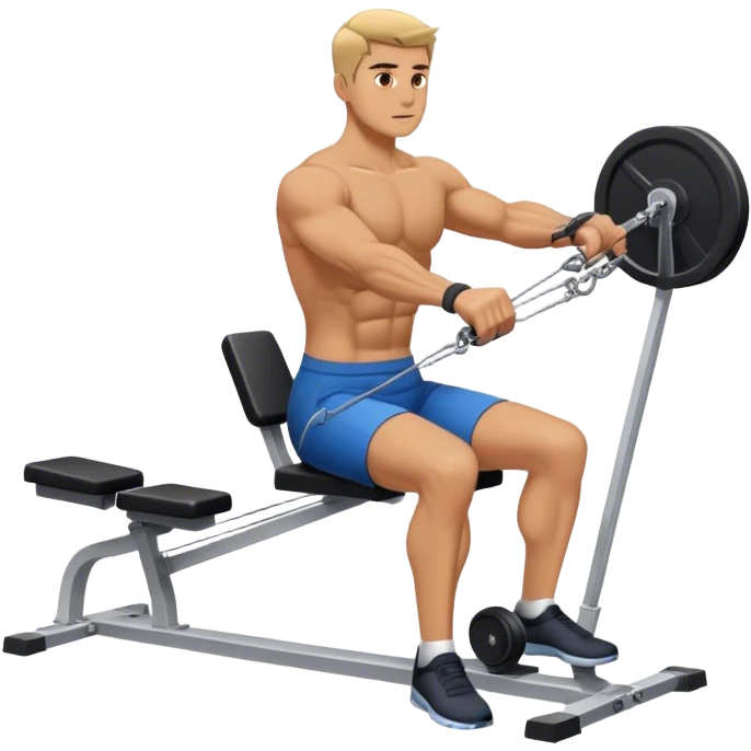 man doing seated cable-rows machine exercise emoji