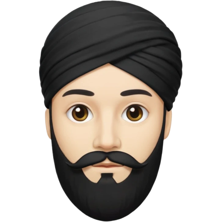 Make me an emoji of a man wearing a black turban, with a beard, and white skin. emoji